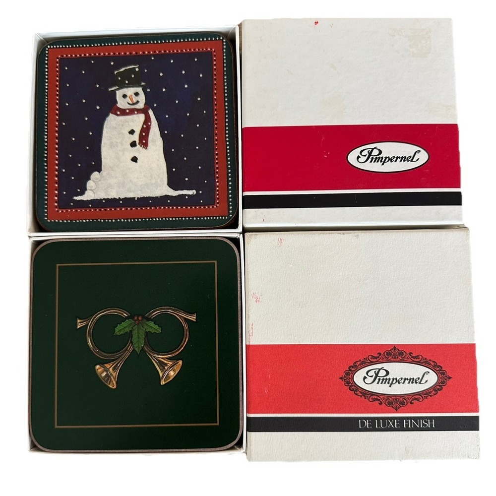 VTG 2 sets Pimpernel Christmas Designs Cork Coasters 11 coasters in total